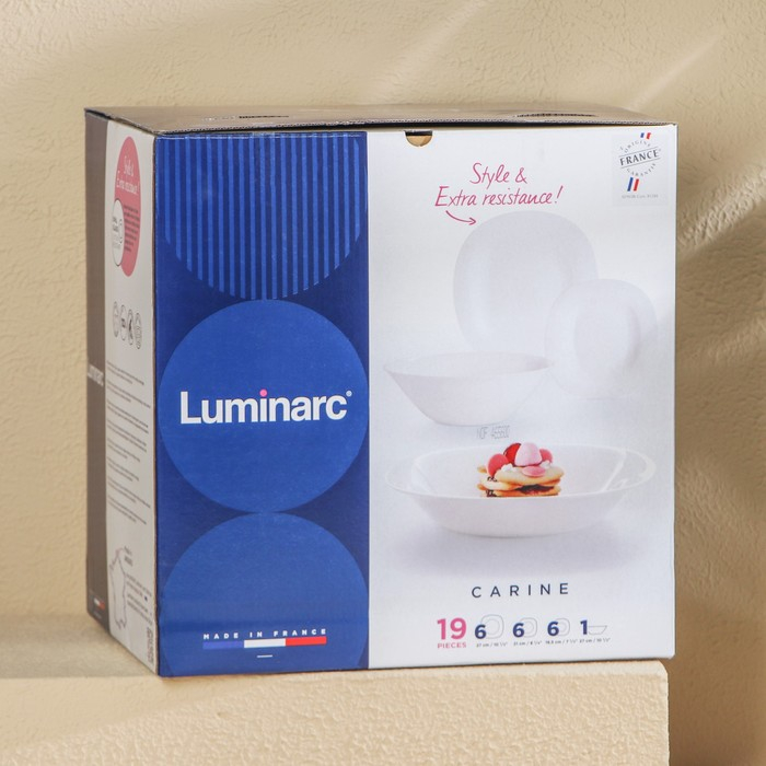 Сервиз столовый Luminarc Carine, стеклокерамика, 19 предметов, цвет белый Сервиз столовый Luminarc Carine, стеклокерамика, 19 предметов, цвет белый