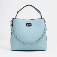 Сумка женская тоут на молнии, цвет голубой