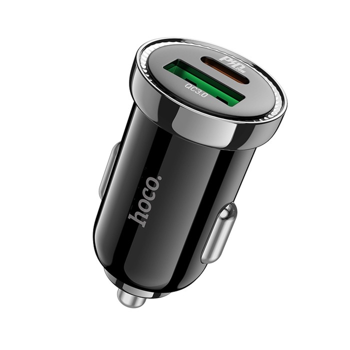 Автомобильное зарядное устройство Hoco Z44, Type-C PD 20 Вт, USB QC3.0 18 Вт, 3 А, черный Автомобильное зарядное устройство Hoco Z44, Type-C PD 20 Вт, USB QC3.0 18 Вт, 3 А, черный