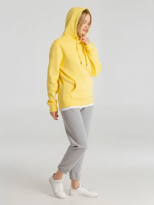 Толстовка с капюшоном унисекс King, желтая, размер S