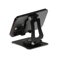 Подставка для телефона, регулируемая, складная, поворот на 360&deg;, металл, чёрная