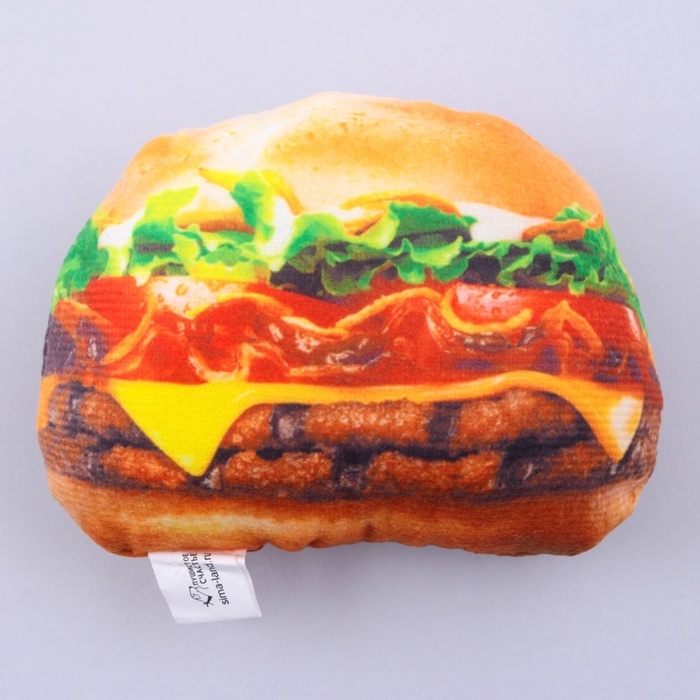 Игрушка для собак с пищалкой &laquo;&lrm;Бургер&raquo;&lrm; из текстиля, 12 х 9,3 см