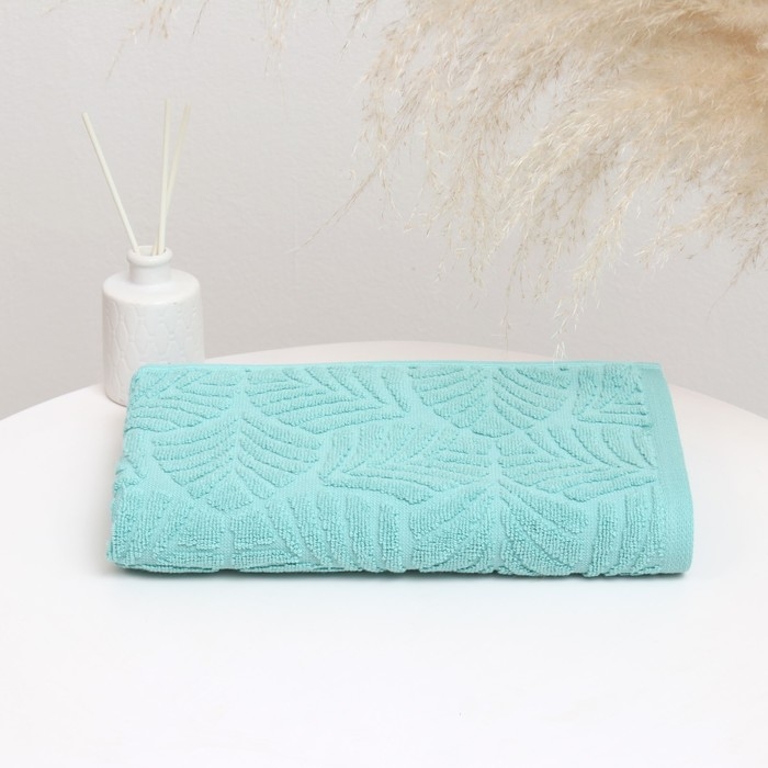 Полотенце махровое &laquo;Пальма&raquo;, цвет серо-зелёный, 70х130 см, хлопок, 450г/м