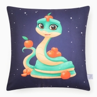 Подушка Этель "Змея с мандаринами" 40х40 см, 100% п/э, велюр Подушка Этель "Змея с мандаринами" 40х40 см, 100% п/э, велюр