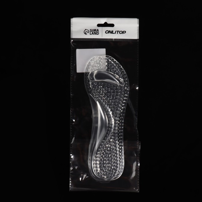 Полустельки для обуви, с супинатором, амортизирующие, массажные, на клеевой основе, силиконовые, 20,5 &times; 7,5 см, пара, цвет прозрачный