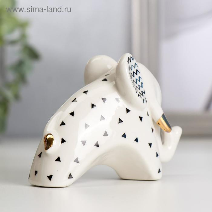 Сувенир керамика "Слонёнок с зигзагом на ушках" бело-чёрный с золотом 7х4,2х9,8 см