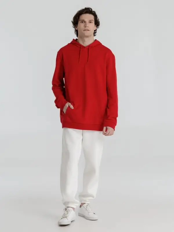 Толстовка с капюшоном унисекс Hoodie, красная, размер XS