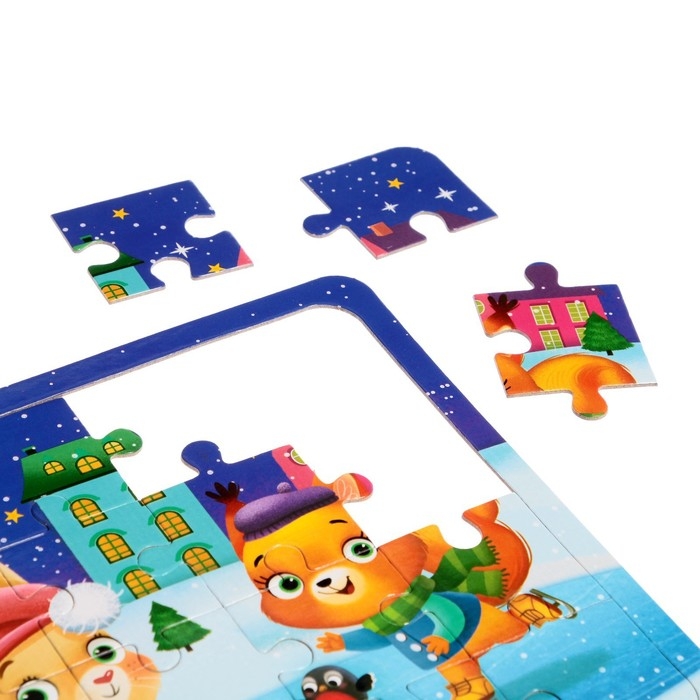 Пазлы 4 в 1 &laquo;Весело встретим Новый год&raquo;, 9, 16, 25, 36 элементов