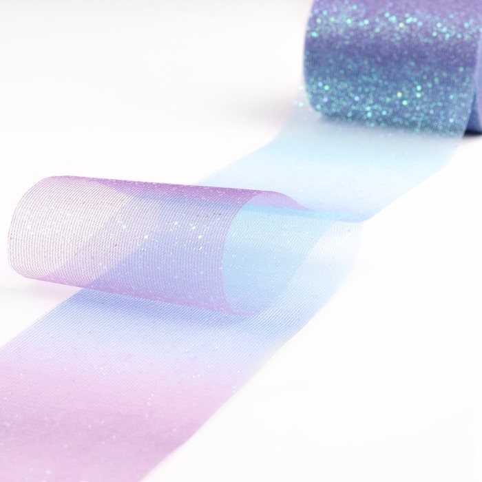 Фатин с глиттером &laquo;Радуга&raquo;, 7,5 см, 11 &plusmn; 1 г/кв.м, 9 &plusmn; 0,5 м, цвет синий №4