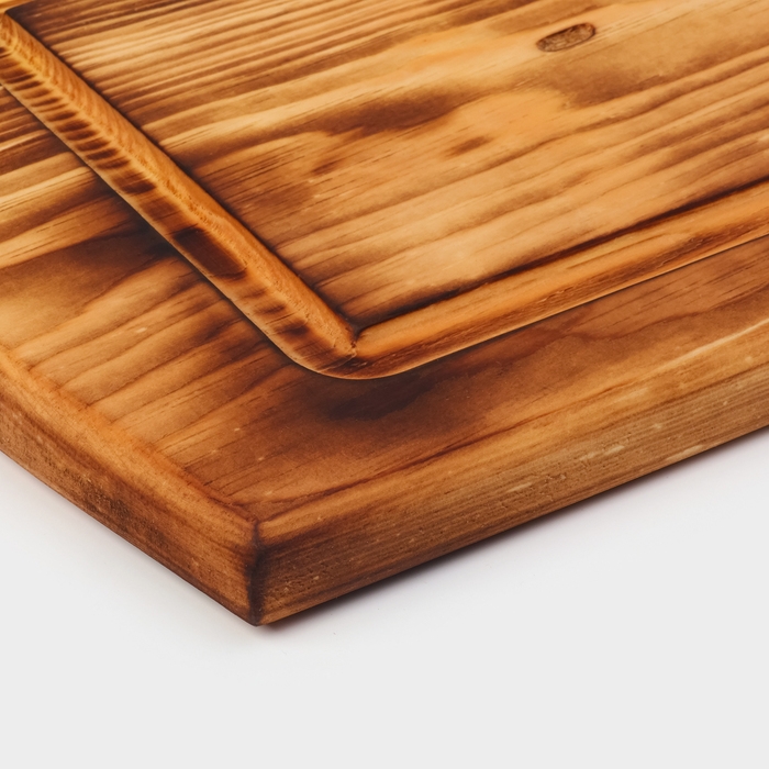 Доска разделочная в обжиге с кровостоком Wild Kitchen, 50&times;20-25&times;2,5 см, цельный массив кедра