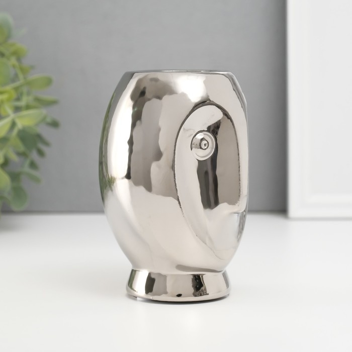 Подсвечник керамика на 1 свечу Подсвечник керамика на 1 свечу "Сова Сипуха" d=3,5 серебро 9х8,5х12,5 см