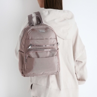 Рюкзак школьный на молнии, 5 наружных карманов, пенал, цвет пудровый