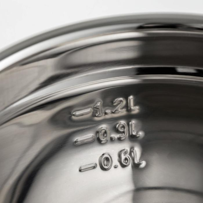 Миска из нержавеющей стали с мерной шкалой, 1,2 л, 20×10,2 см, толщина 0,6 мм Миска из нержавеющей стали с мерной шкалой, 1,2 л, 20×10,2 см, толщина 0,6 мм