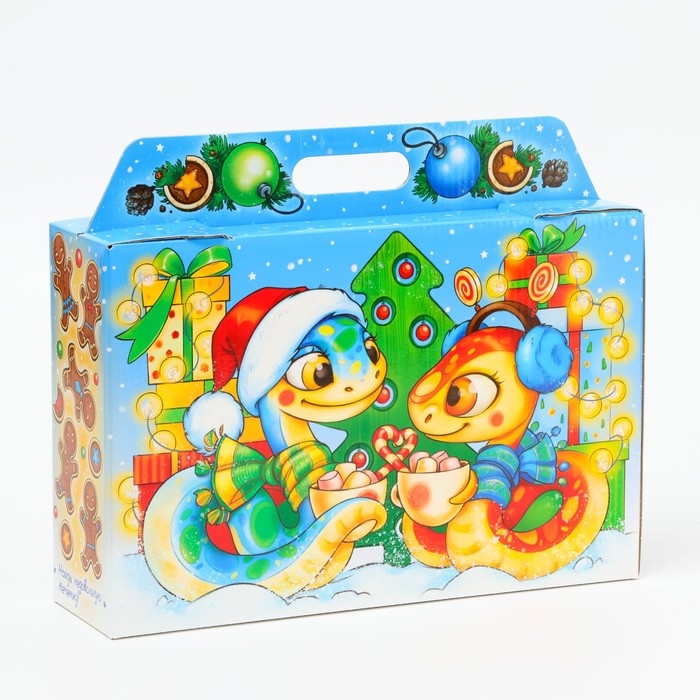 Новый год. Подарочная коробка Новогодняя Портфель широкий Новый год. Подарочная коробка Новогодняя Портфель широкий "Змеята" с игрой и анимацией 31 х 8,5 х 20,3 см.