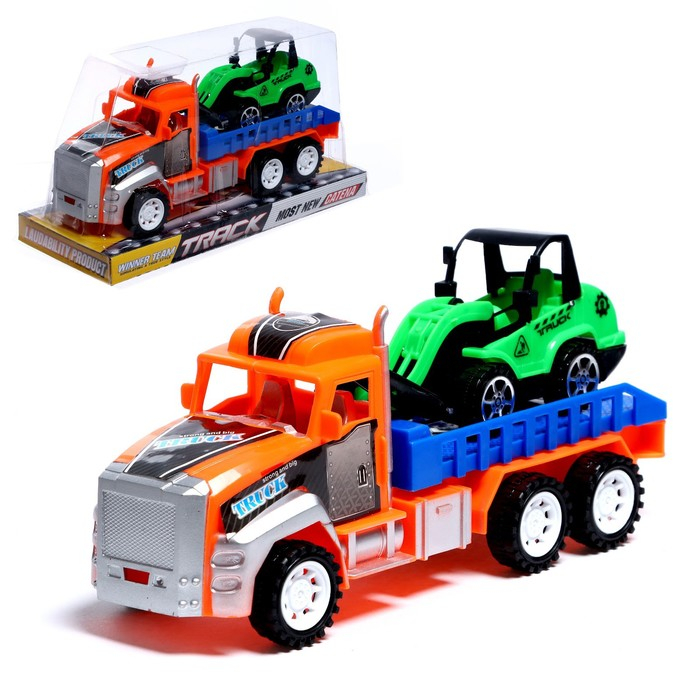 Грузовик инерционный «Перевозчик» с погрузчиком, цвета МИКС Грузовик инерционный «Перевозчик» с погрузчиком, цвета МИКС