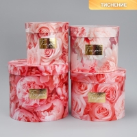 Набор шляпных коробок для цветов 4 в 1, упаковка подарочная, «Нежные цветы», 14 х 13 см - 20 х 17,5 см Набор шляпных коробок для цветов 4 в 1, упаковка подарочная, «Нежные цветы», 14 х 13 см - 20 х 17,5 см