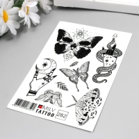 Татуировка на тело "Бабочки ч/б" 10х15 см Татуировка на тело "Бабочки ч/б" 10х15 см