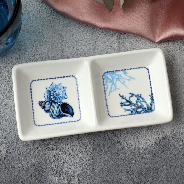 Менажница керамическая «Море», 13.8 х 7 см, цвет белый Менажница керамическая «Море», 13.8 х 7 см, цвет белый