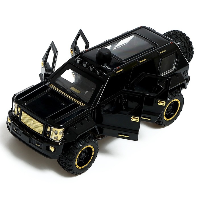 Джип металлический, 1:24, открываются двери, капот, багажник, инерция, цвет чёрный Джип металлический, 1:24, открываются двери, капот, багажник, инерция, цвет чёрный