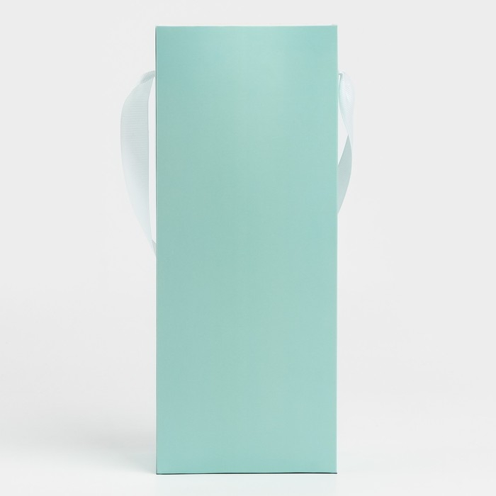 Пакет-переноска для цветов с пластиковым окном, &laquo;Для тебя&raquo;, тиффани, 30 х 12 х 8 см