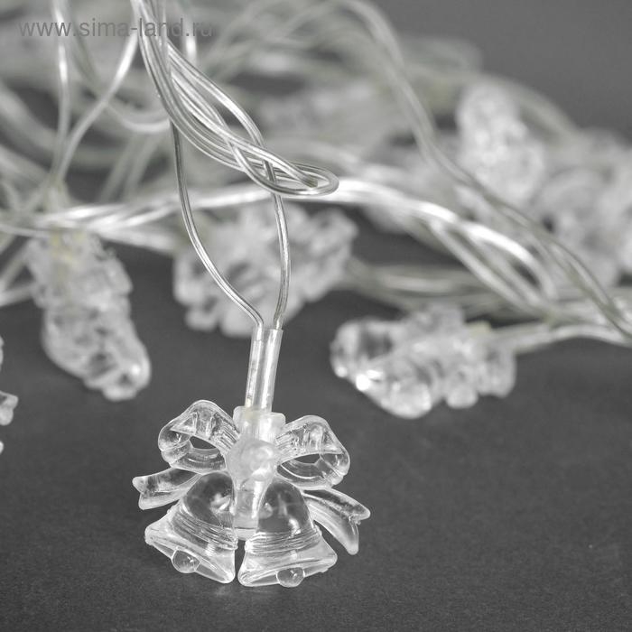 Гирлянда «Нить» 5 м с насадками «Два колокольчика», IP20, прозрачная нить, 20 LED, свечение мульти (RG/RB), мигание, 220 В Гирлянда «Нить» 5 м с насадками «Два колокольчика», IP20, прозрачная нить, 20 LED, свечение мульти (RG/RB), мигание, 220 В