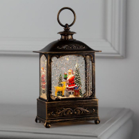 Светодиодная фигура &laquo;Дед Мороз и оленёнок&raquo; 14.5 &times; 22 &times; 8 см, металл, батарейки ААх3 (не в комплекте), USB, свечение тёплое белое