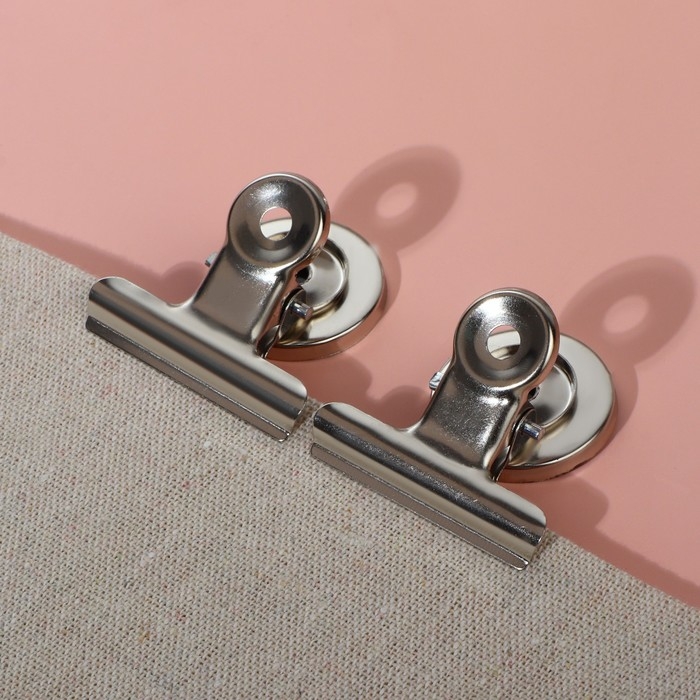 Зажимы для кроя с магнитом, 3,8 см, 5 шт, цвет серебряный Зажимы для кроя с магнитом, 3,8 см, 5 шт, цвет серебряный