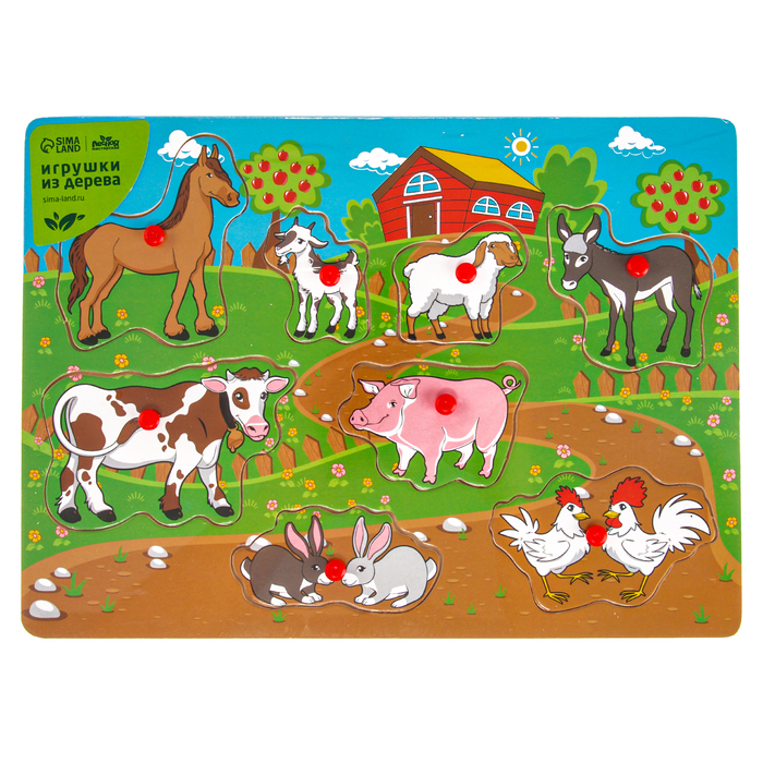 Рамка - вкладыш Рамка - вкладыш "Весёлая ферма", 8 элементов