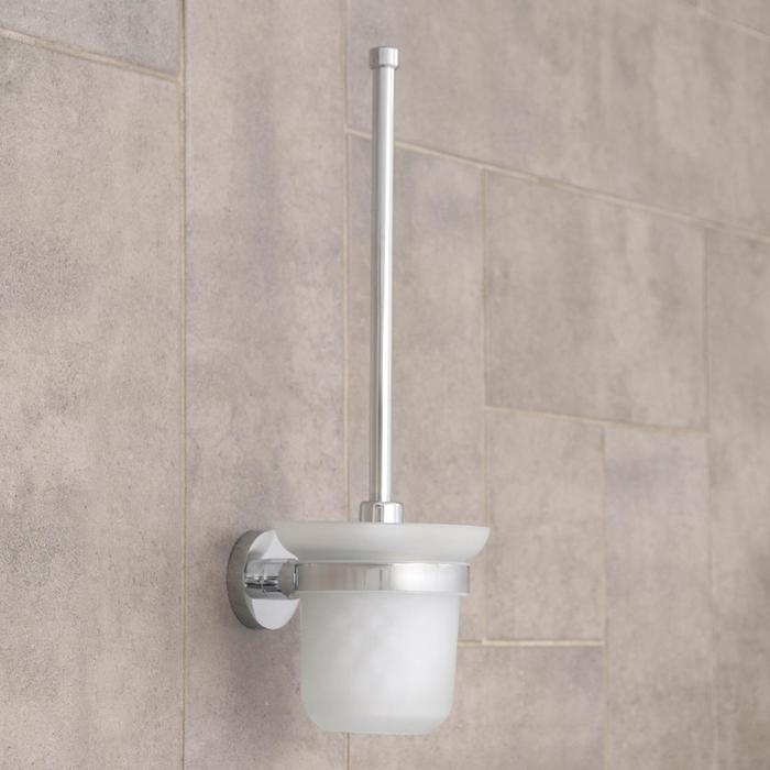 Ёрш для унитаза настенный с крышкой Accoona, 11,5&times;13,5&times;37,5 см, стекло, хром