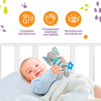 Растяжка - спираль с игрушками дуга на коляску / кроватку для малышей 0+ «Слоник», цвет голубой, Крошка Я 504 Растяжка - спираль с игрушками дуга на коляску / кроватку для малышей 0+ «Слоник», цвет голубой, Крошка Я 504