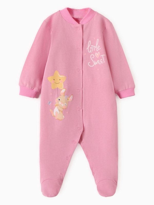 Комбинезон детский с закрытыми ножками "Зайка", цвет розовый, рост 74