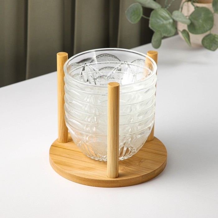 Набор стеклянных салатников на подставке &laquo;Вирго&raquo;, 330 мл, d=12,5 см, 6 шт