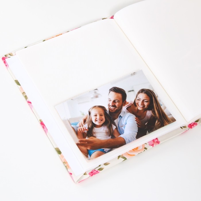 Фотоальбом на 80 фото 10х15 см "Чайные и розовые розы" текстиль 5,2х19х23 см