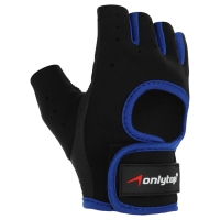 Перчатки спортивные ONLYTOP, р. S, цвет чёрный/синий