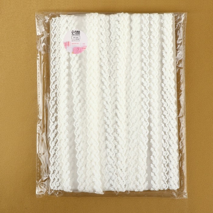 Кружево на сетке, 45 мм &times; 14 &plusmn; 1 м, цвет белый