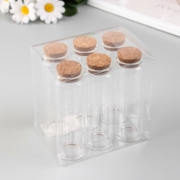 Декор для творчества стекло "Баночка с пробкой" набор 6 шт 12х3,7х3,7 см Декор для творчества стекло "Баночка с пробкой" набор 6 шт 12х3,7х3,7 см