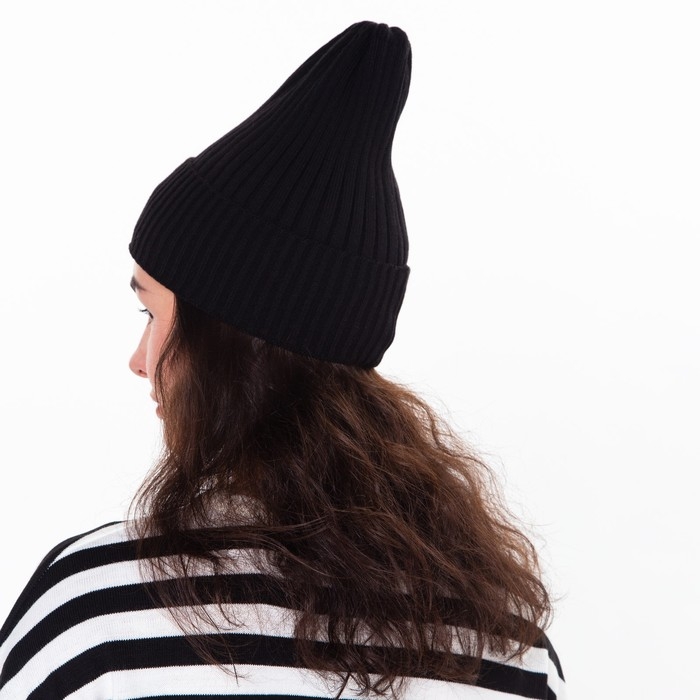 Шапка женская зимняя, цвет чёрный, размер 52-56 Шапка женская зимняя, цвет чёрный, размер 52-56