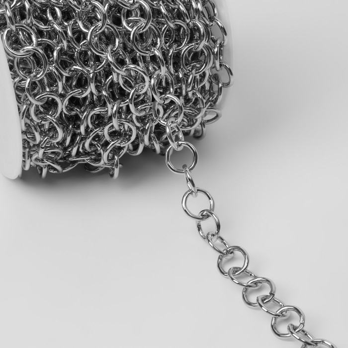 Цепочка для сумки, металлическая, d = 12 мм, 10 &plusmn; 0,5 м, цвет серебряный