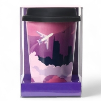 Стакан керамический с силиконовой крышкой &laquo;Самолёт&raquo;, 300 мл, цвет розовый