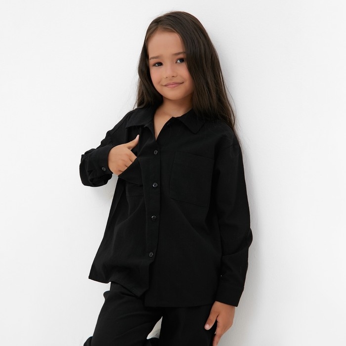 Костюм (рубашка и брюки) детский KAFTAN "Лен", р.30 (98-104 см) черный
