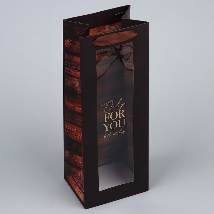 Пакет подарочный под бутылку, упаковка, &laquo;For you&raquo;, 36 х 13 х 10 см