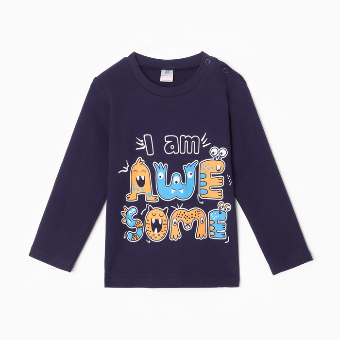Лонгслив для мальчика, цвет тёмно-синий, рост 98 см