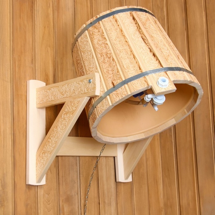 Обливное устройство-ведро, 16 л, с пластиковой вставкой "Русский узор"