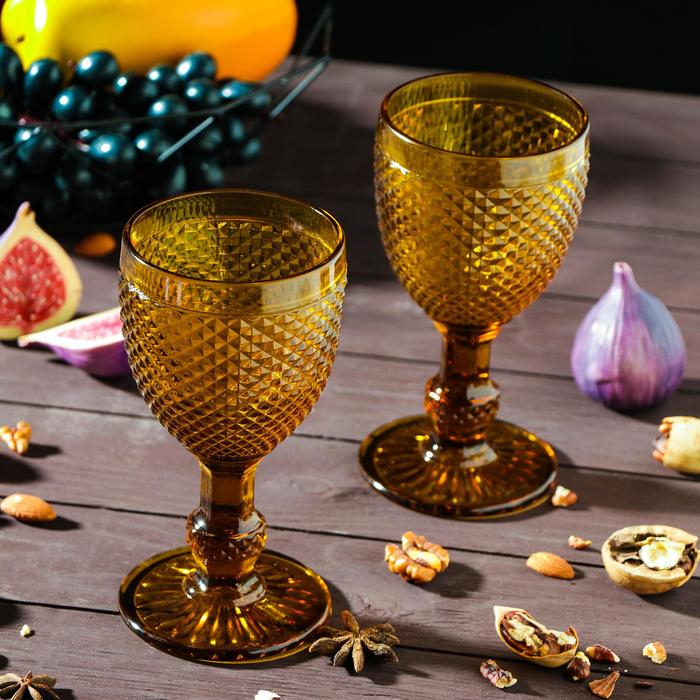 Набор бокалов для вина стеклянный Magistro &laquo;Вилеро&raquo;, 280 мл, 8&times;16 см, 2 шт, цвет жёлтый