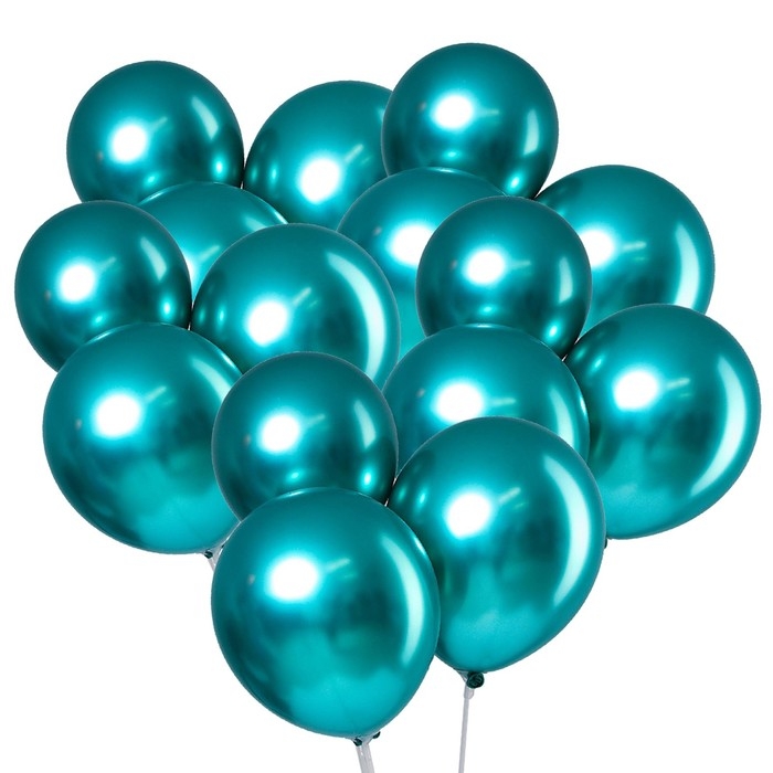 Шар латексный 12" &laquo;Хром&raquo;, металл, набор 5 шт., цвет зелёный