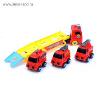 Конструктор винтовой &laquo;Пожарный автовоз&raquo;, с 3 машинками