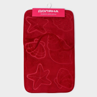 Коврики для ванной и туалета Доляна &laquo;Ракушки&raquo;, объёмные, 2 шт: 40&times;50, 50&times;80 см, цвет бордовый