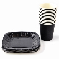 Набор посуды одноразовый «Чёрный», 12 стаканов, 12 тарелок Набор посуды одноразовый «Чёрный», 12 стаканов, 12 тарелок
