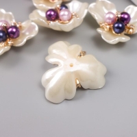 Декор для творчества пластик "Белая фиалка" перламутр, жемчужины 3,8х3,5х1,2 см Декор для творчества пластик "Белая фиалка" перламутр, жемчужины 3,8х3,5х1,2 см