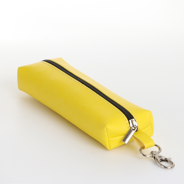 Ключница на молнии, длина 16 см, кольцо, карабин, цвет жёлтый